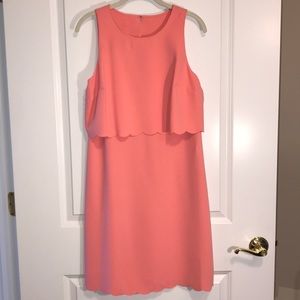 LOFT Scalloped Illusion Popover Sheath Dress
